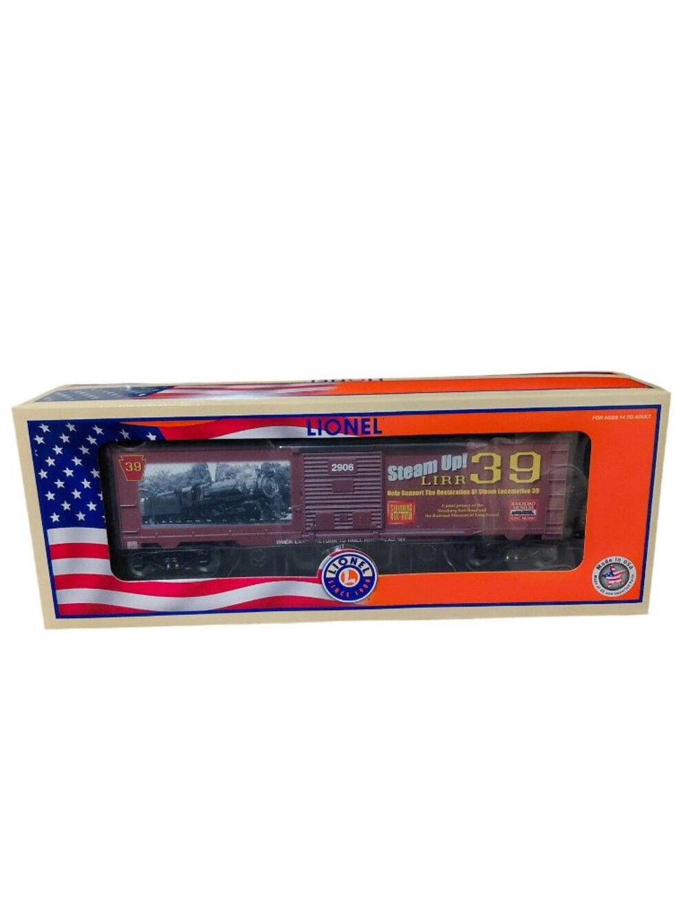 Lionel Steam Up LIRR 39 Boxcar O Gauge Train Collectible Model 6-58259 NIB